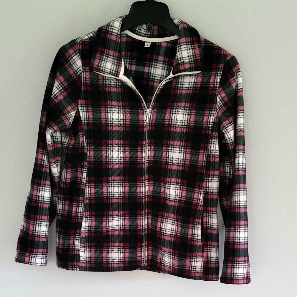 Vintage UNIQLO Plaid Ckeck Full Zip Fleece Jacket Size XL